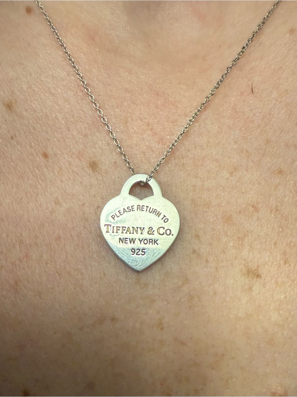 Authentic Tiffany & Co. Silver Heart Tag Pendant Necklace